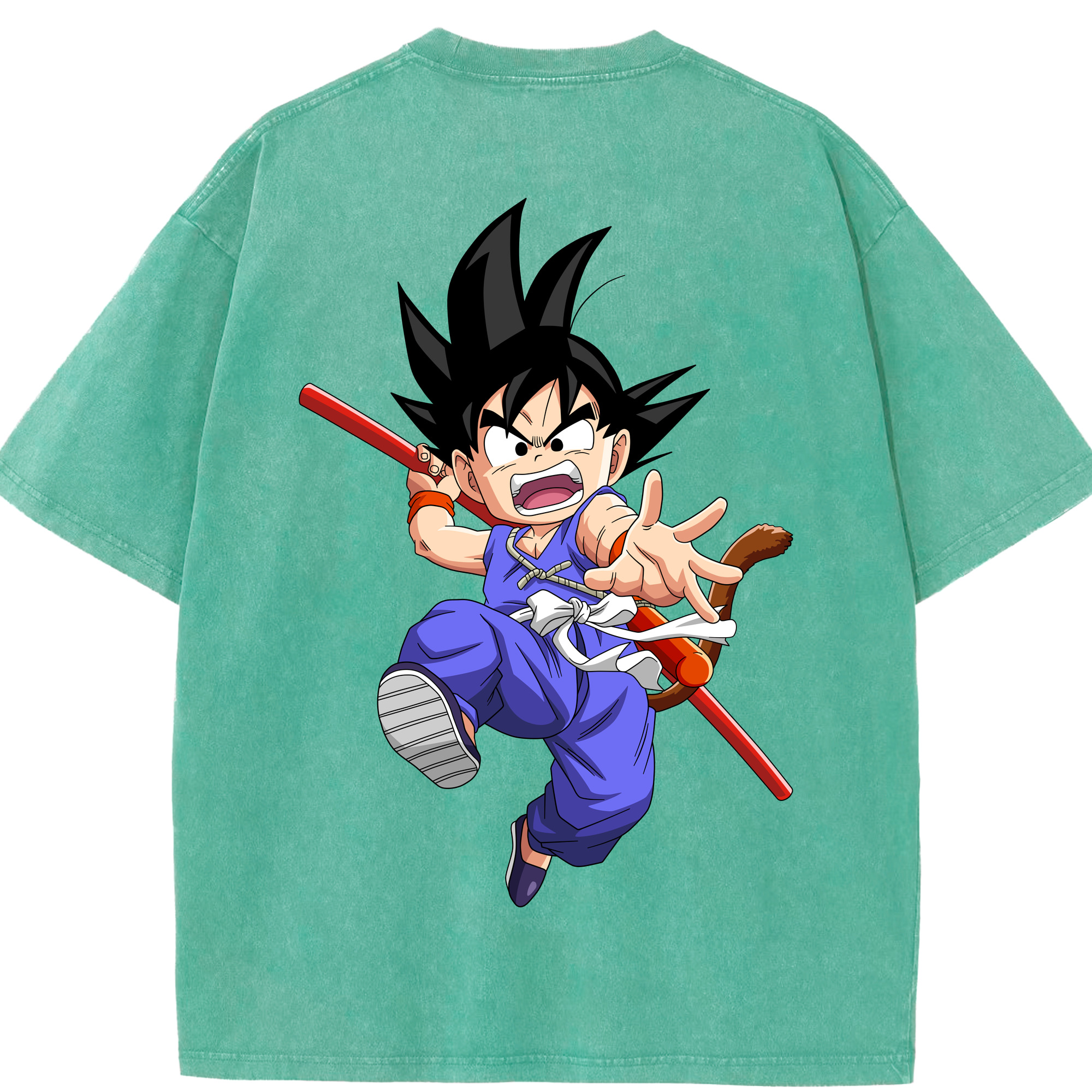 （画像用） ドラゴンボール 孫悟空（そん ごくう）Son Goku カカロット DRAGON BALL Kakarotto 綿100% ヴィンテージ風 半袖Tシャツ（背面プリント）